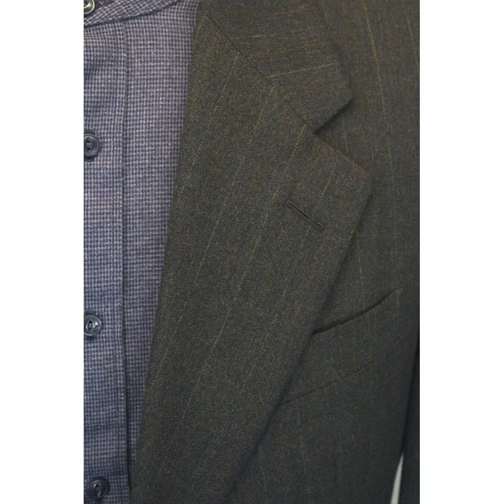 vintage charcoal Hickey Freeman flannel‎ wool blazer jacket sport suit coat 42 R